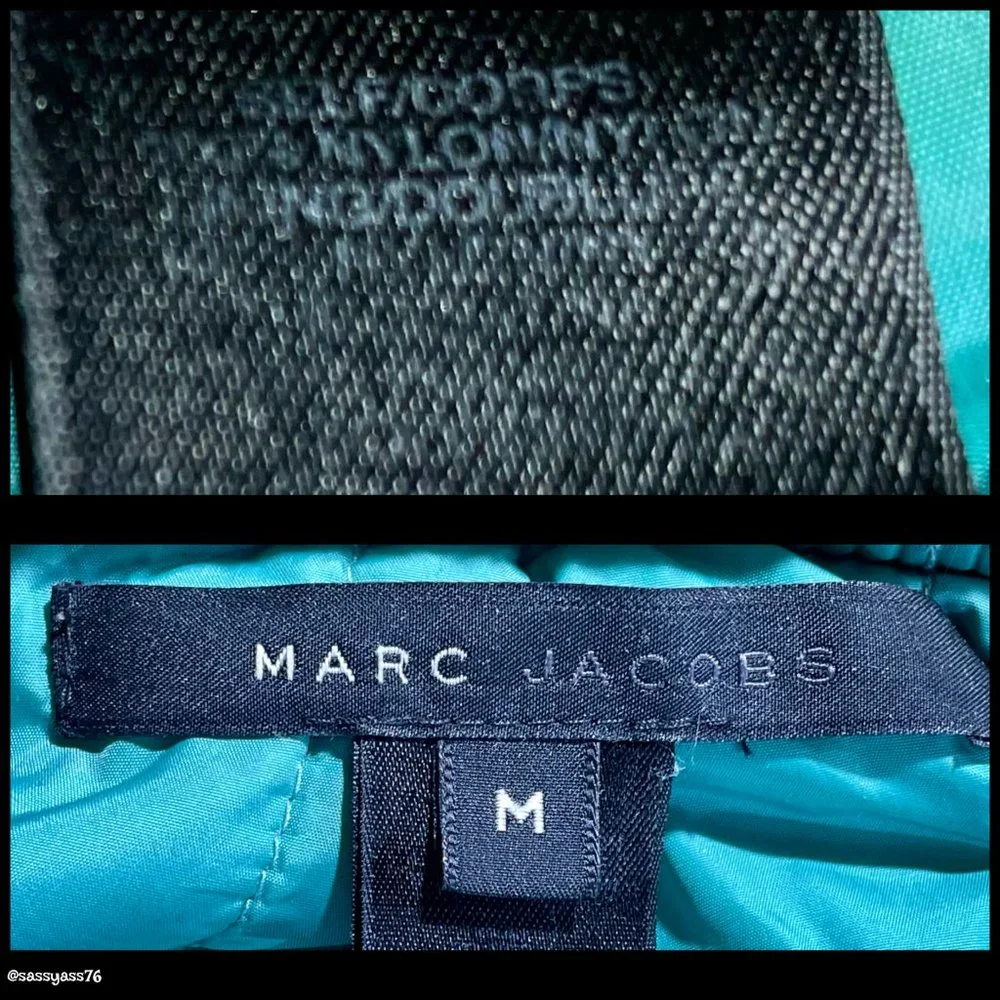 ▪️MARC JACOBS▪️ Turquoise Sherpa Trim Quilted Convertible Collar Jacket